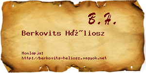 Berkovits Héliosz névjegykártya